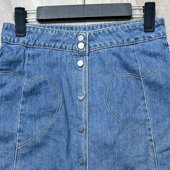 Button-Front Denim Short Skirt - Picture 3 of 3